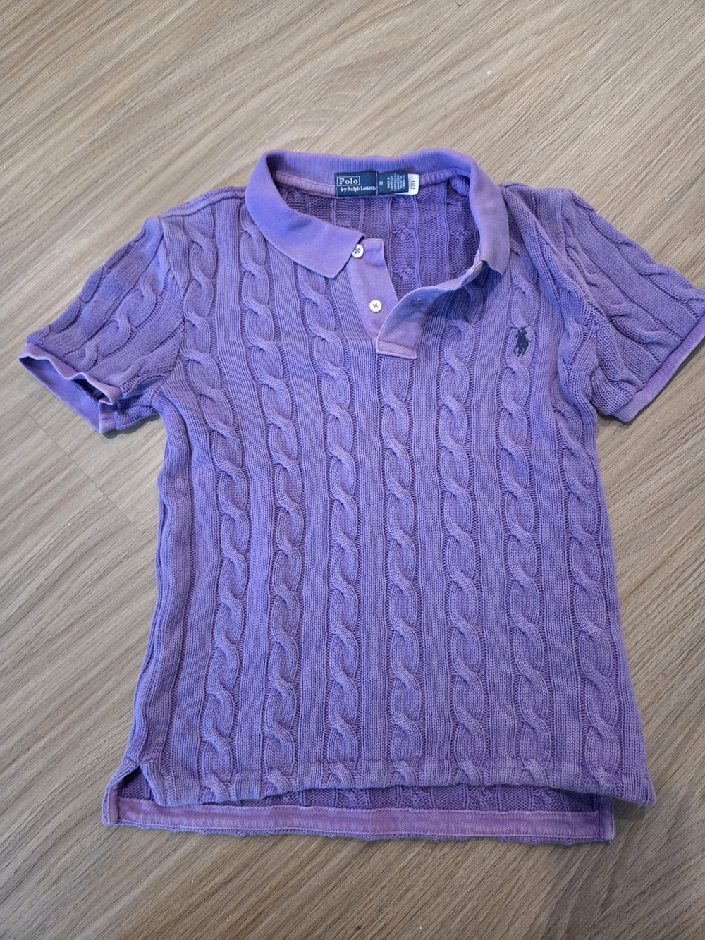 Ralph Lauren Lavender Cable-Knit Polo Top